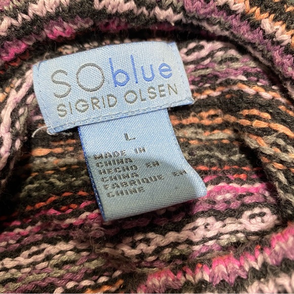 So blue Sigrid Olsen cowel neck 100%cotton multi coloured sweater. - Picture 3 of 7